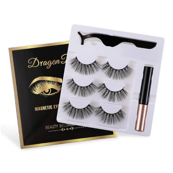 

false eyelashes 3d magnete natural mink magnetic eye lashes curling 3pairs with eyeliner tweezers extension makeup