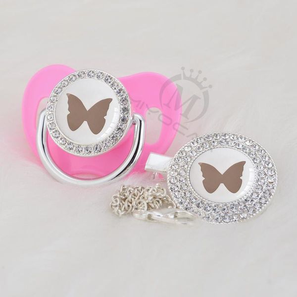 

pacifiers# miyocar lovely silver butterfly beautiful gold bling pacifier and clip bpa dummy elegant design gbf-1
