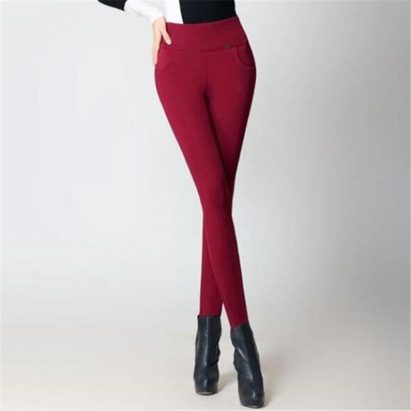 

women's pants & capris autumn and winter plush thickened bottoming wear large size, high waist small feet warm cotton, Black;white