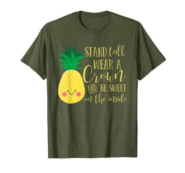 

kawaii pineapple stand tall wear a crown and be sweet shirt, White;black