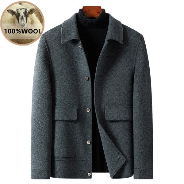

men's jackets winter 2022 mens clothing wool natural real sheep fur lapel plush thick solid coats thicken oversize warm parkas m-4xl, Black;brown