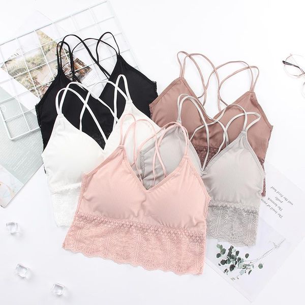 

bras sp&city summer ice lace edge women's tube cross backless bra with v-neck push up padding clothing for girl, Red;black