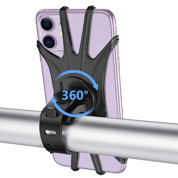 Крепление для телефона на велосипед, силиконовый держатель для телефона на руль мотоцикла, вращение на 360° для смартфонов Samsung iPhone 15 Pro Max 14 13 Pro Max