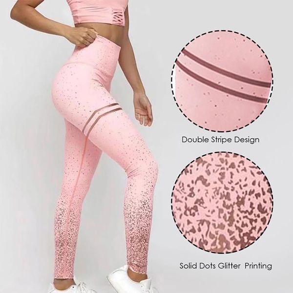 

yoga outfit pants high waist leggings women sequined fitness legging glitter running gym stretchy sport trouser