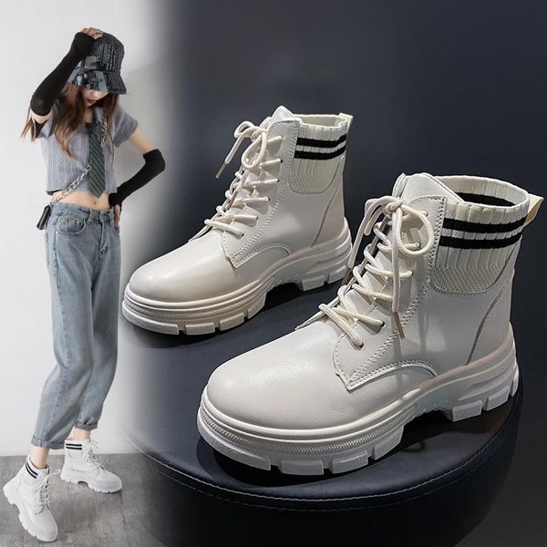 

boots women's 2021 autumn and winter models korean round toe thick-soled student fashion short m1613, Black