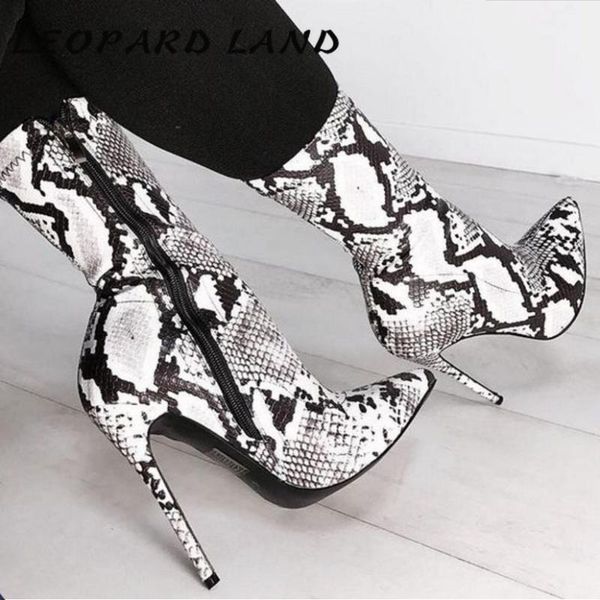 

serpentine high-heel boots pointed toe fashion large size shoes heels boot cwf sandals, Black
