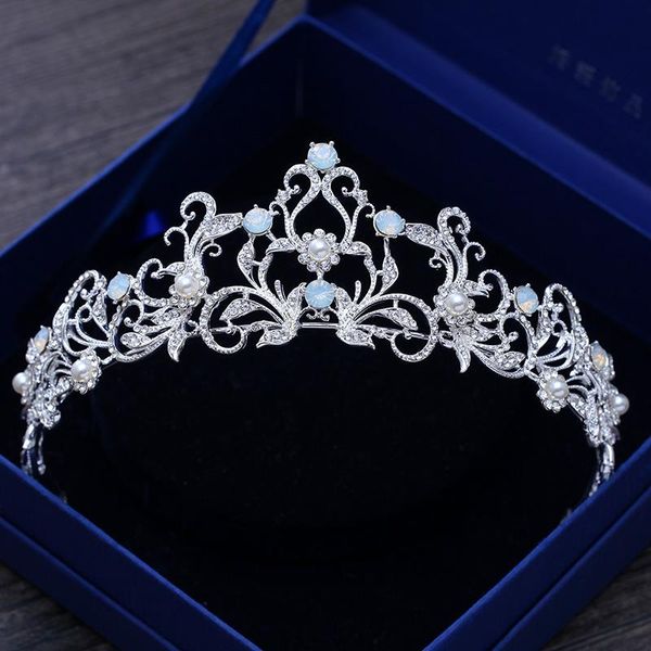 

hair clips & barrettes unique light blue crystal tiara crown princess bridal wedding headband accessories fashion headdress pageant prom orn, Golden;silver