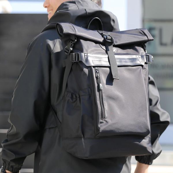 Mochila masculina pequena à prova d'água Rolltop para laptop com compartimento antifurto bolsa de viagem masculina mochila mochila casual para viagens