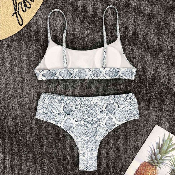 

new snake printed high waist bikini female swimsuit women swimwear two-piece bikini set bather bathing suit swim lady k1989