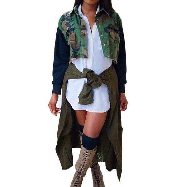 

women's jackets autumn women camouflage basic coats long sleeve turn down collar fashion casual short bomber jacket biker outwear jaque, Black;brown