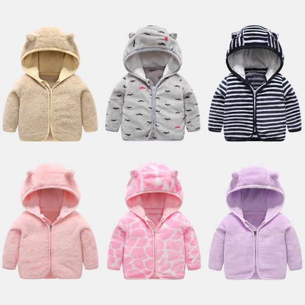 

down coat baby jacket spring and autumn clothing children's coral fleece clothes thickened warm boys girls hooded, Blue;gray