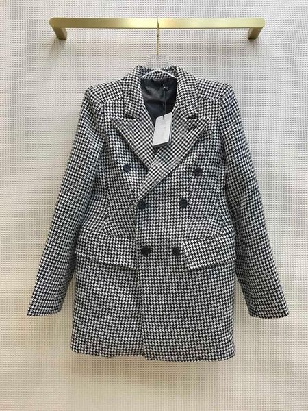 

women's wool & blends autumn 2021 advanced sense swallow gird shoulder pads loose coat fabric ox horn buckle, Black