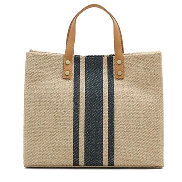 

evening bags 066f women striped canvas handbag large-capacity simple fashion tote portable business work crossbody shoulder bag with strap
