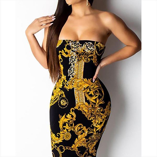 

explosion models fashion womens dresses gold chain print sleeveless word collar backless dress, Black;gray