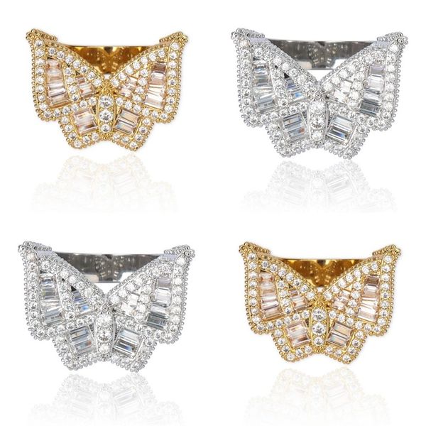

asap rocky carti awge butterfly ring hip-hop street rap men full of zircon rings 272 r2, Silver