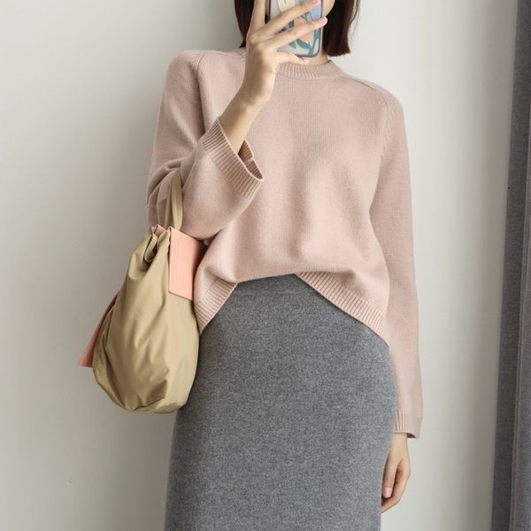 

sweater wool cashmere 2021 autumn / winter women's basic round neck knitted pullover solid three-color women kintted pullovers yp05, White;black