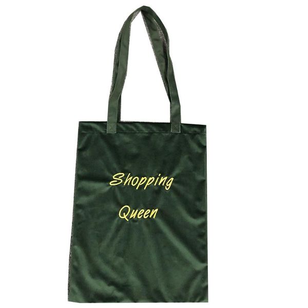 

design embroidery shopping bag green handbag storage bags