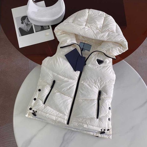 

women's designer vests jackets fashion short hooded vest slim zipper outwear windbreaker pocket outsize lady warm coats s, Black;white