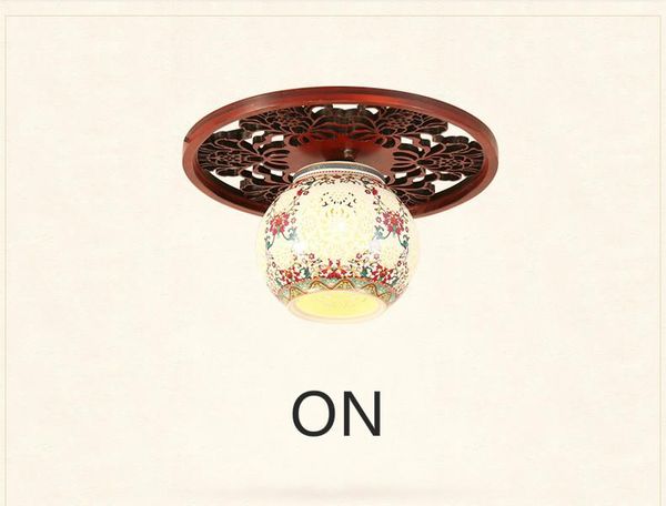 

ceiling lights chinese style solid wood ceramic lamp corridor balcony porch circular five color hollow lamps