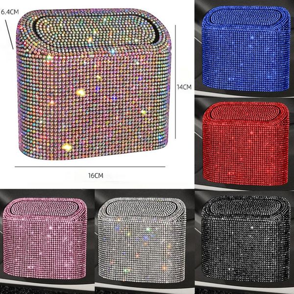 

car trash can auto organizer storage bag garbage bin bling rhinestone case holder accessories other interior