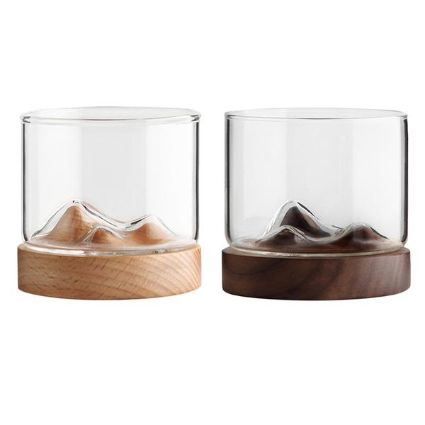 

exquisite glass cup for wine coffee teacup 120ml w/wooden base mugs