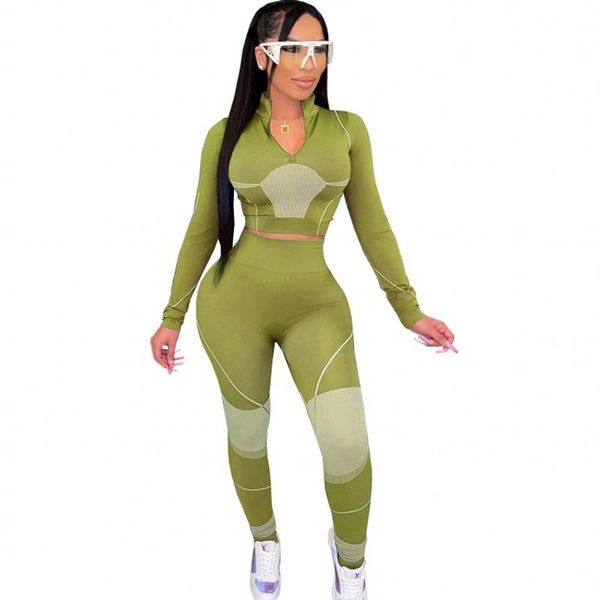 

women's two piece pants fitness women set crop and high waist skinny pant suits autumn splice street style casual tracksuit 2021, White