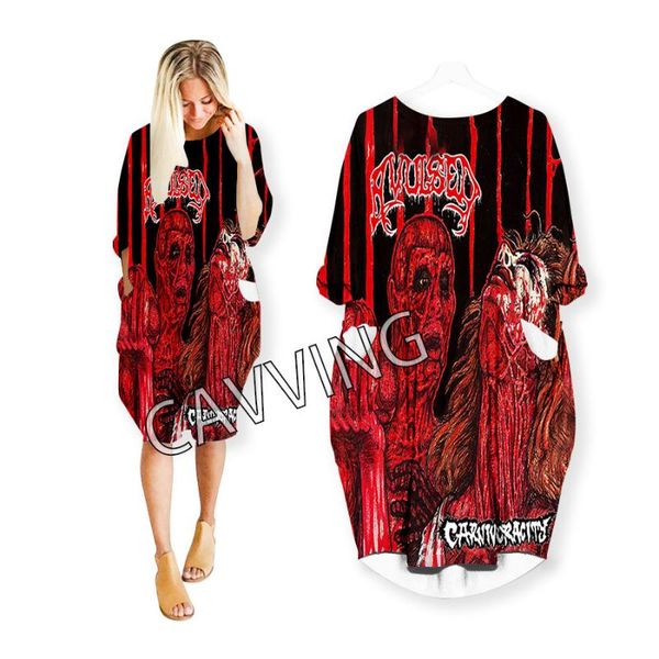 

casual dresses cavving 3d print avulsed band fashion funny shirts suit harajuku women us sizes women's skirt long-sleeved dress, Black;gray