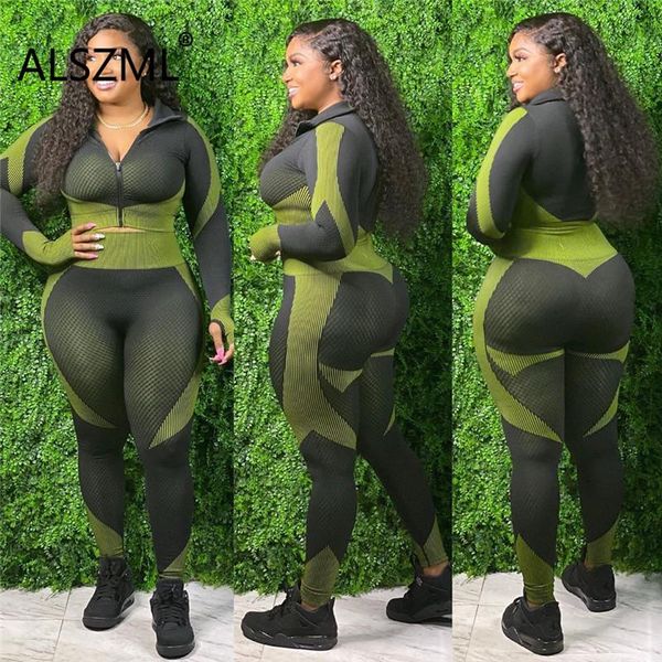 

women's tracksuits young party women fashion deep v neck long sleeve crop and pants 2 pieces set high street lady, Gray