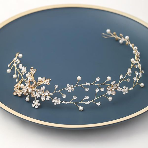 

hair clips & barrettes pearl crystal handmade bridal accessories hairpin tiara wedding hairband headband jewelry for women, Golden;silver