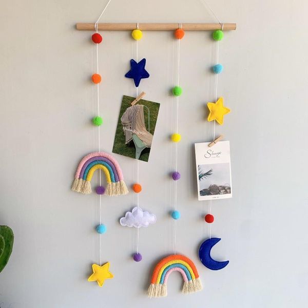 

kids room boho home decor rainbow wall hanging decorative colored with 25 wooden clips po display diy picture frames objects & figurines