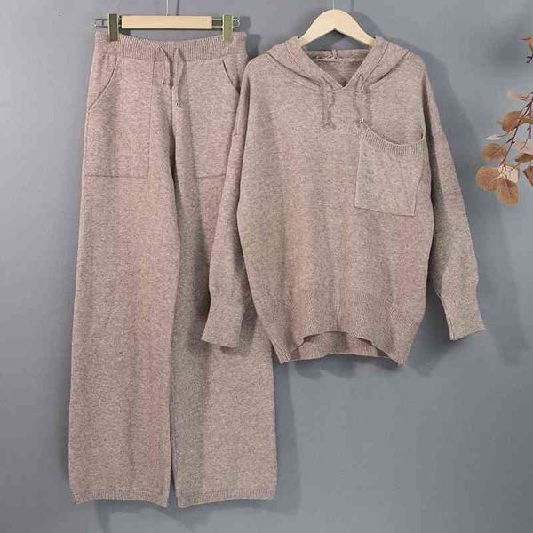

women's sweaters fashion casual sweater suit winter long sleeve pants hooded drawstring loose pockets soft 2 piece pants and s, White;black
