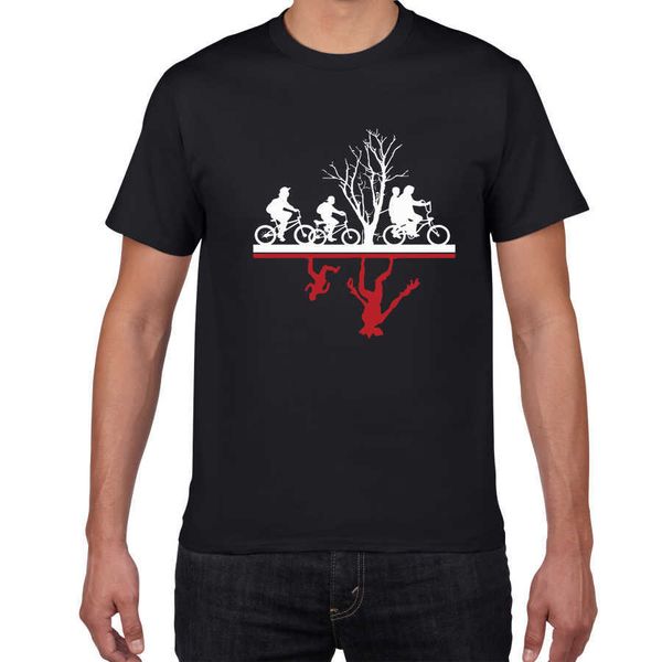 

funny design two-worlds men's t-shirt 100% cotton summer tee hip hop streetwear stranger things t men clothes 210629, White;black