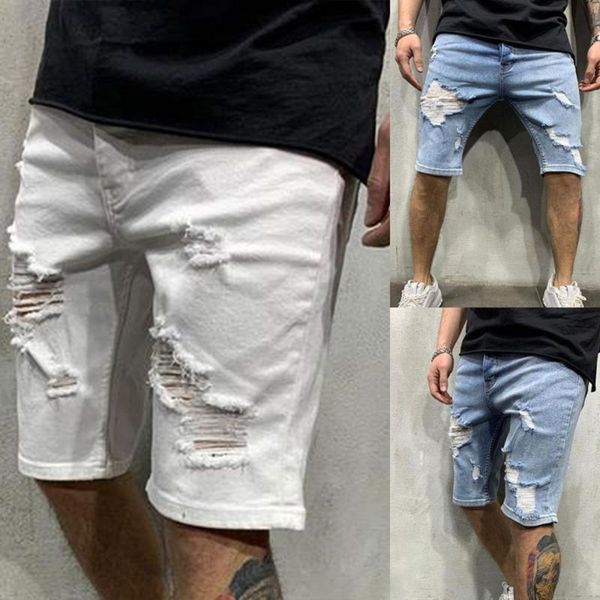 Mens şort yaz erkekler artı boyut xl moda gündelik ince kotlar kısa yüksek kaliteli delik elastik denim