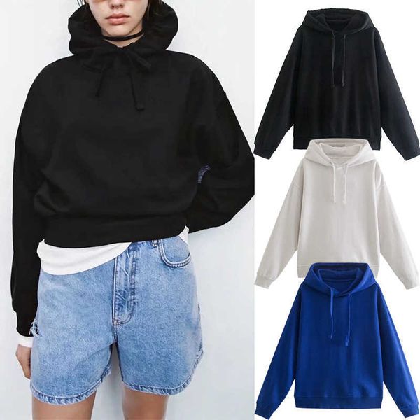 

za fall 2021 street casual pullover, women's cotton hoodie, Black;brown