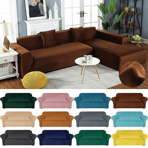 

chair covers sofa cover pure color plush stretch elastic l-shaped or ordinary living room 1/2/3/4 seat