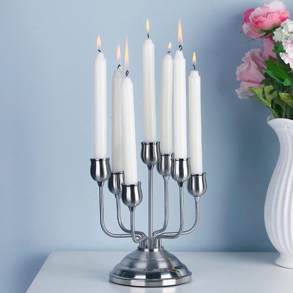 

candle holders 7 heads stainless steel candlestick creative home romantic table candlelight candelabra ornaments decoration