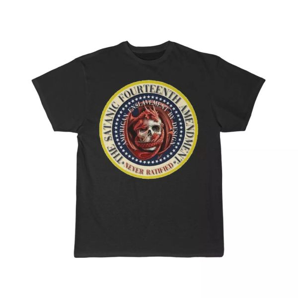 

the satanic fourteenth amendment short sleeve tee, White;black