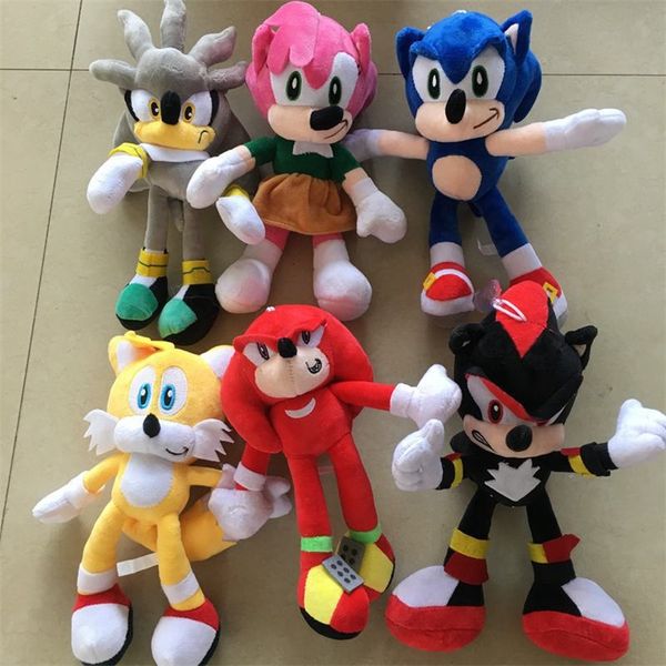 

28cm arrival sonic plush toy the hedgehog tails knuckles echidna doll stuffed animals toys christmas gift