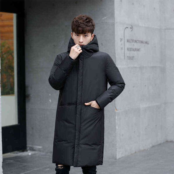 

new winter new men's down jacket duck down warm coat black long thick hooded long jacket male windproof overcoat parka y1103
