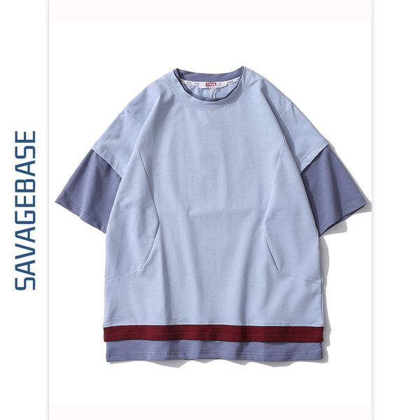 

2021 men's summer new ami khaki loose round neck t-shirt men's and women's color matching short tee, White