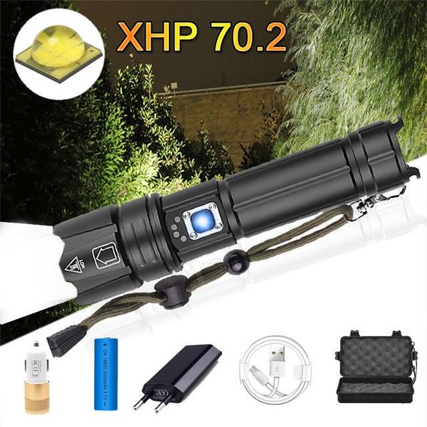 

super bright xhp70.2 led 26650 flashlights xlamp xhp50 usb rechargeable tactical light use 18650 zoom torch torches