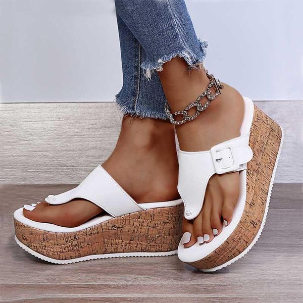 

sandals women 7.5cm thick bottom slip-on shoes casual female wedge platform flip flops slippers 2021 summer ladies shoe, Black