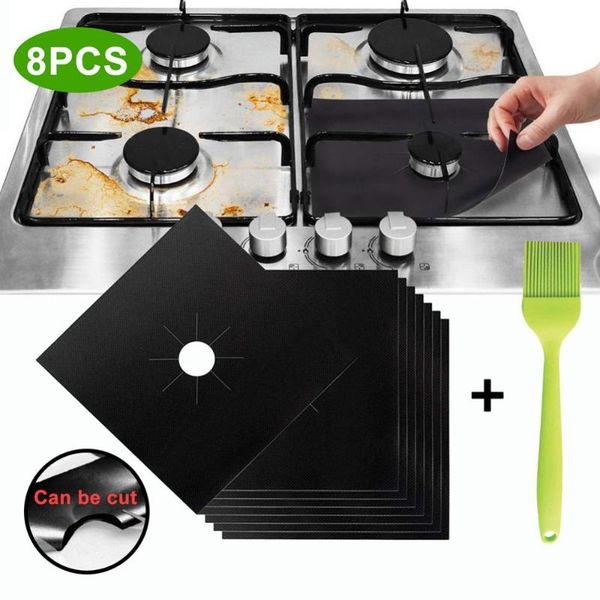 

mats & pads 8pcs 27*27cm gas stove surface protection pad reusable cooker protector heat resistant microwave oven cover