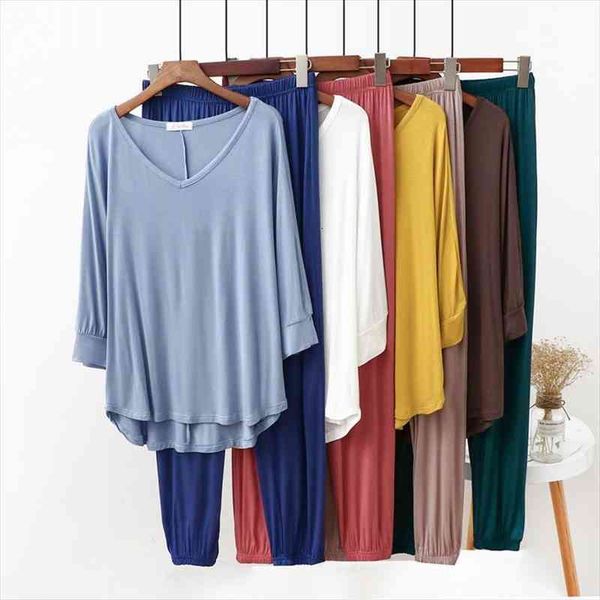 

summer home clothes spring modal womens sleepwears pajamas suit loose homewear pijamas sets lady lounge wear sleepwear, Black;red