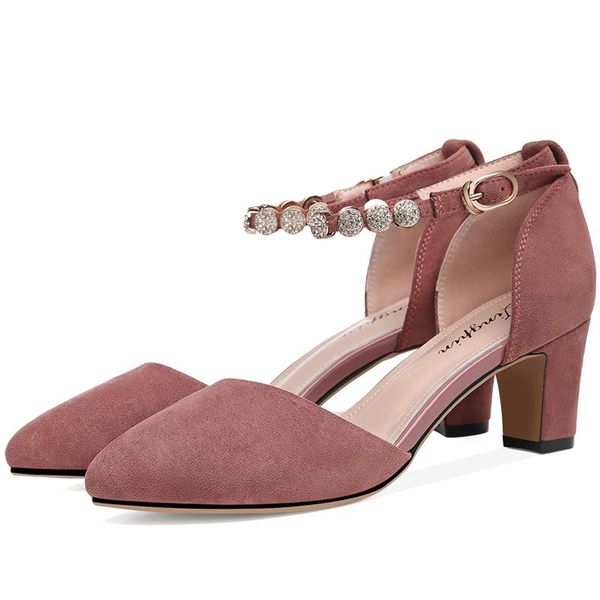 

dress shoes sweet style women pumps pointed toe party square heels buckle strap pu leather 3-110, Black