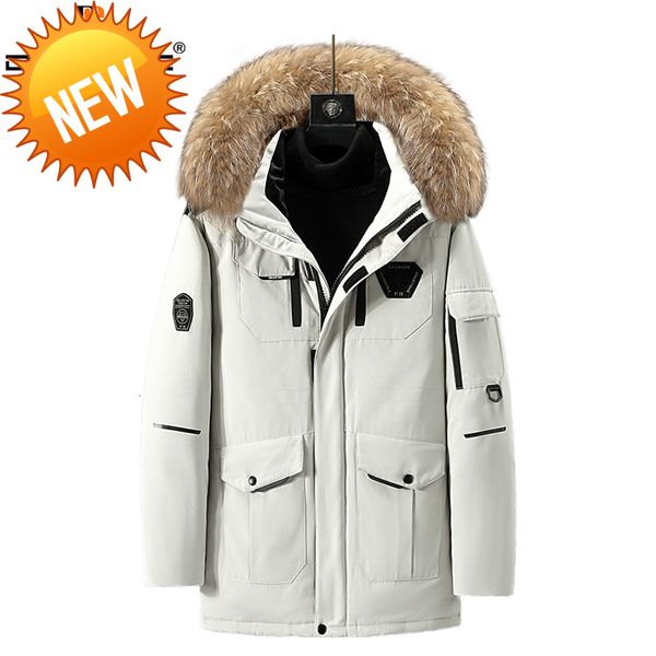 

new men's white duck down jacket outdoor winter ski wear fashion casual thick warm cold-proof hooded breathable men, Black