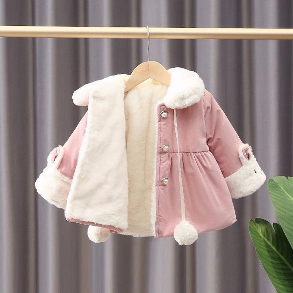 

down coat girls autumn and winter 2021 jacket children's fashion plus velvet thick cotton clothes fot kids outerwear, Blue;gray