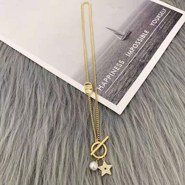 

aaa designer jewelry five pointed star full pearl clavicle chain necklace bracelet earrings brass material 925 silver needle etfh