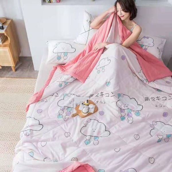

comforters & sets summer cotton air-conditioned quilt warm office camping convertible blanket single double thin for children adults