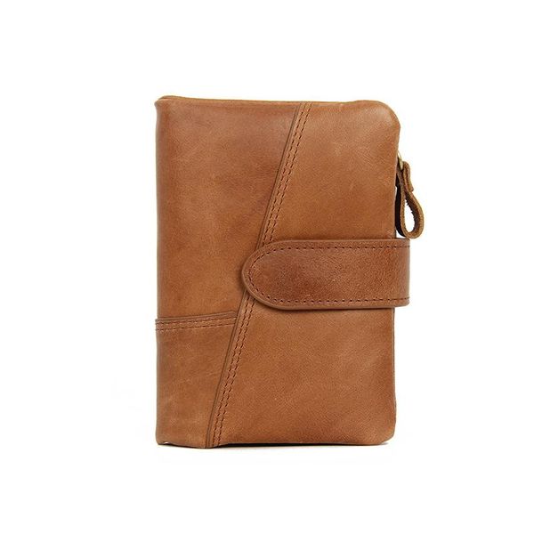 

wallets casual men's genuine leather short wallet hasp design key holders clutch purse with zipper pouch gift for men, Red;black